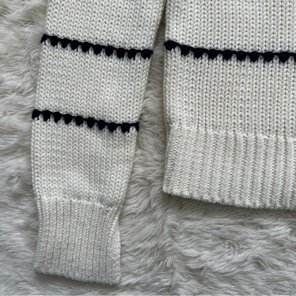 Madewell Sweater Textured Cotton Crewneck in Stripe Bright Ivory Navy Stripe S - Picture 7 of 13